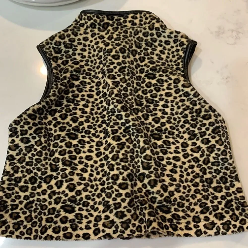 Leopard Vest Girl’s‎ Black Trim Large (Junior) Zipper